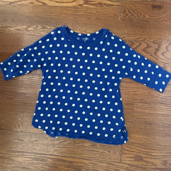Coldwater Creek Blue Polka Dot 3/4 Sleeve Tunic Tee Size XL Size 16 - Picture 3 of 16